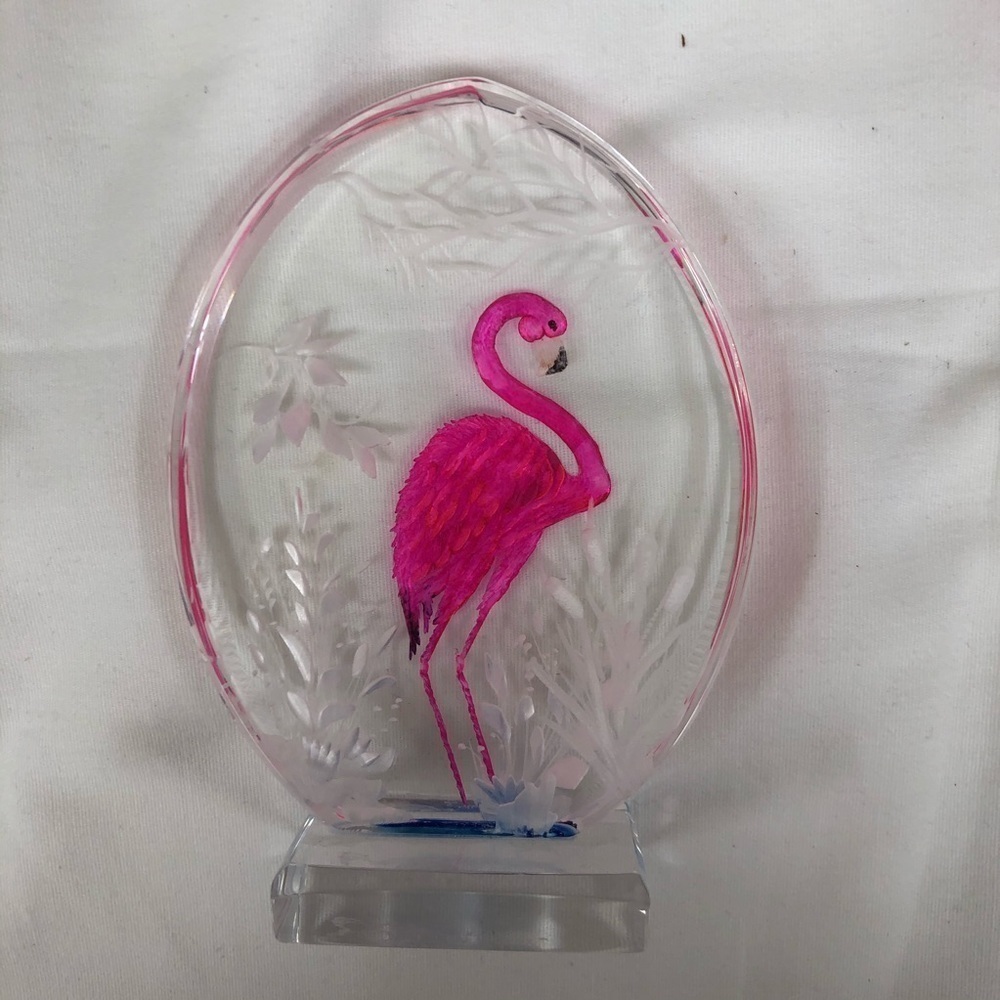 Plexiglass Imprinted Flamingo Etched 5.25” x 3.5” - Picture 2 of 3